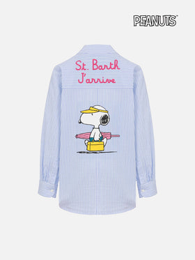 Mini Brigitte light blue striped seersucker shirt with Snoopy print | SNOOPY PEANUTS® SPECIAL EDITION