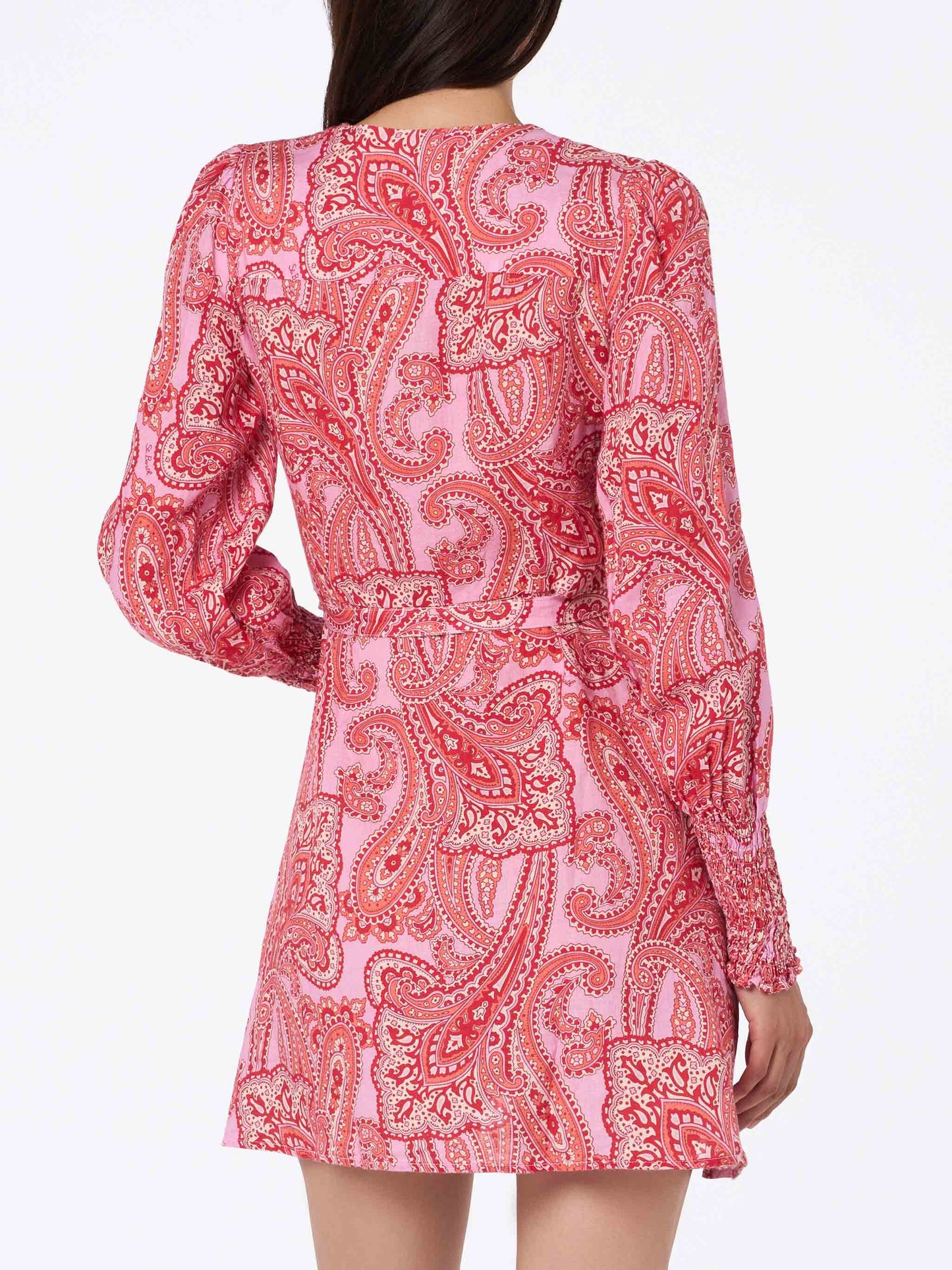 Linen short wrap dress Brilly with paisley print - MC2 Saint Barth