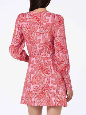 Linen short wrap dress Brilly with paisley print - MC2 Saint Barth