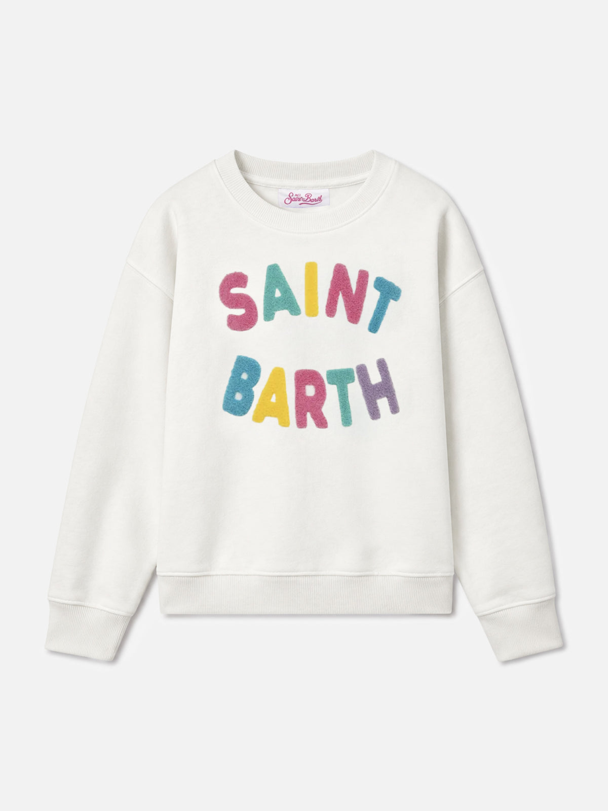 White Briony sweatshirt with multicolor terry logo patch