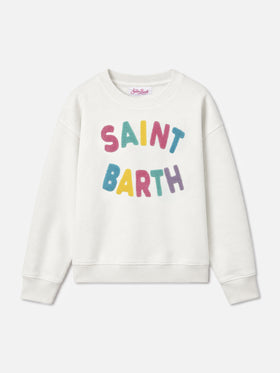 White Briony sweatshirt with multicolor terry logo patch
