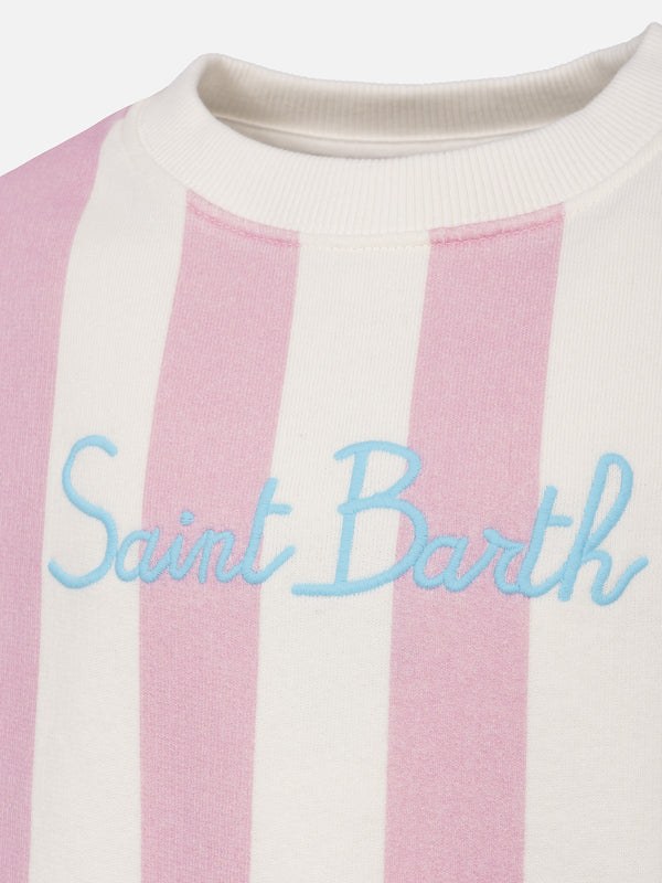 Gestreiftes Mädchen-Sweatshirt Briony mit Saint-Barth-Stickerei