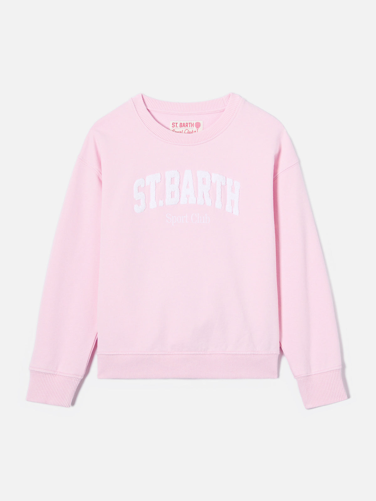 Felpa Briony girocollo rosa con logo effetto spugna