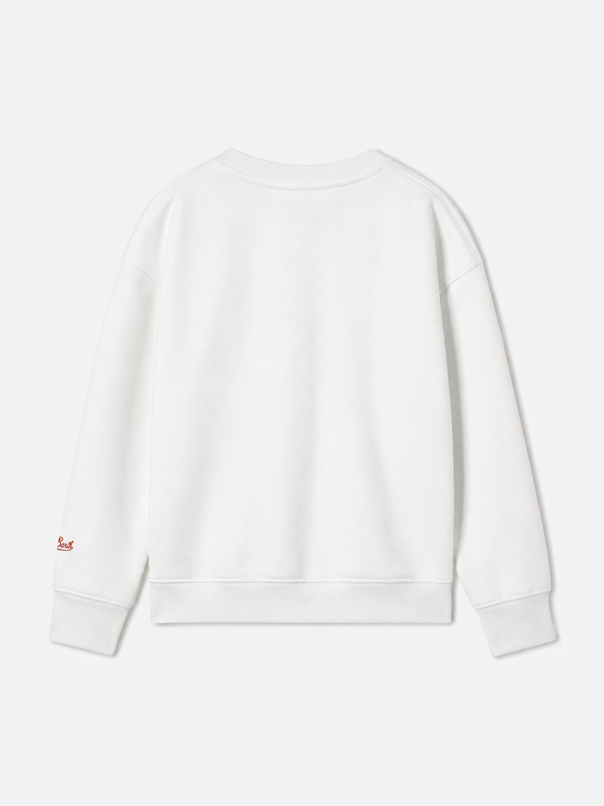 White Briony crewneck sweatshirt with candy cane patches