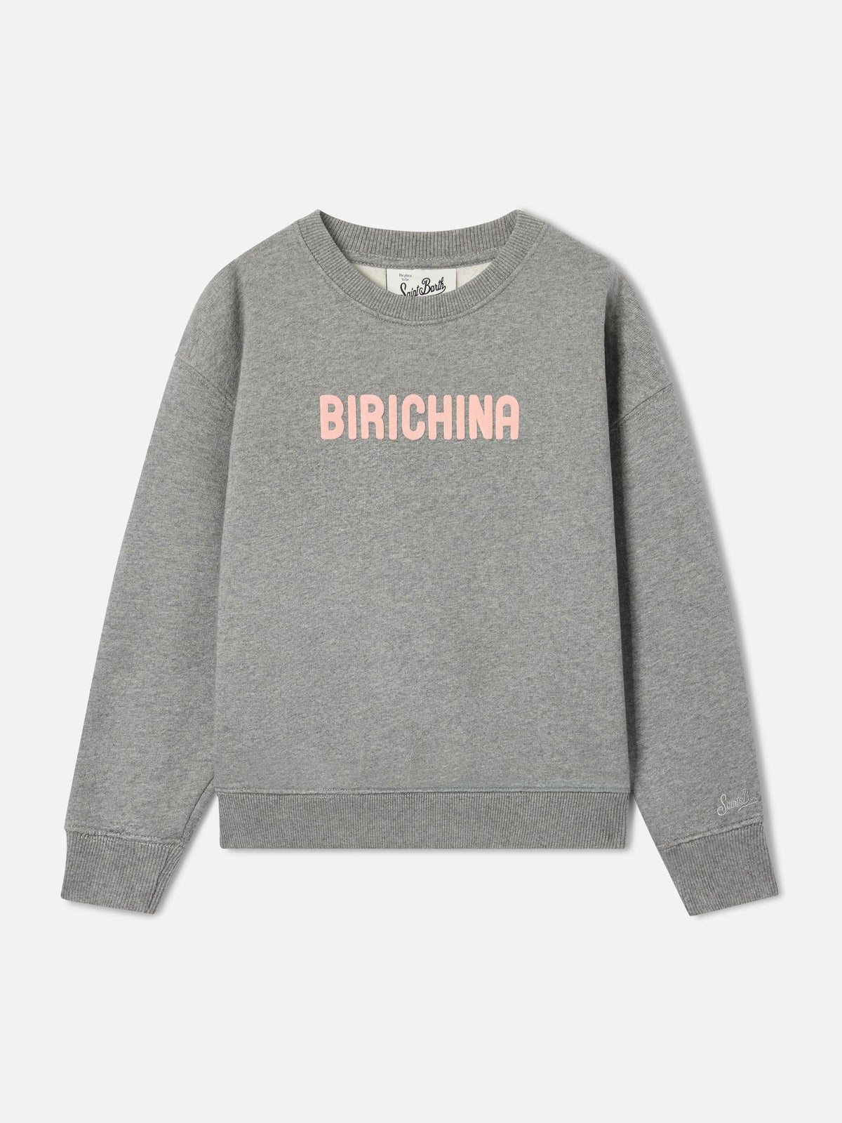 Sweat-shirt gris en mélange de coton avec imprimé flock Birichina Briony 