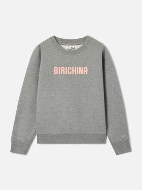 Sweat-shirt gris en mélange de coton avec imprimé flock Birichina Briony 