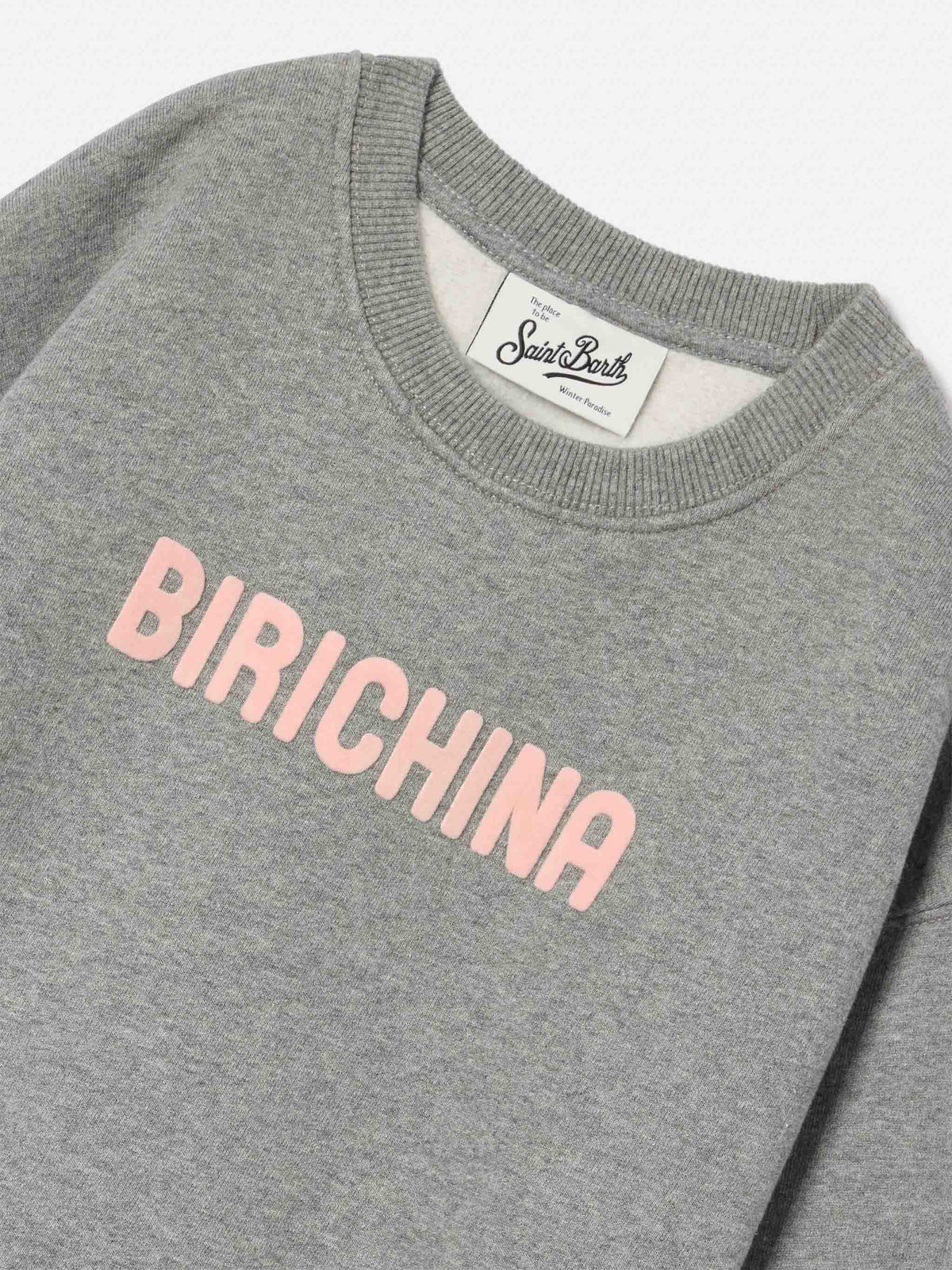 Sweat-shirt gris en mélange de coton avec imprimé flock Birichina Briony 