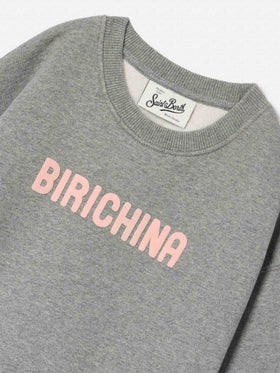 Sweat-shirt gris en mélange de coton avec imprimé flock Birichina Briony 