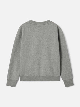 Sweat-shirt gris en mélange de coton avec imprimé flock Birichina Briony 