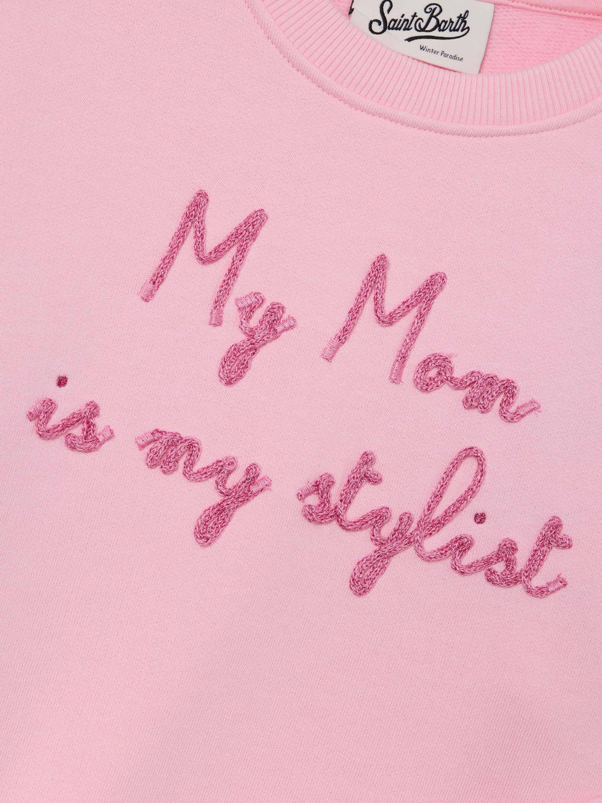 Sweat-shirt rose en mélange de coton Briony avec broderie My Mom Is My Stylist 
