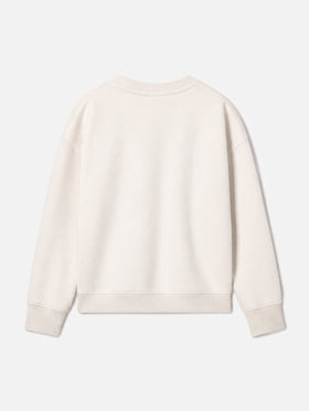 Briony Rundhals-Sweatshirt aus weißem Frottee mit Leopardenprint 