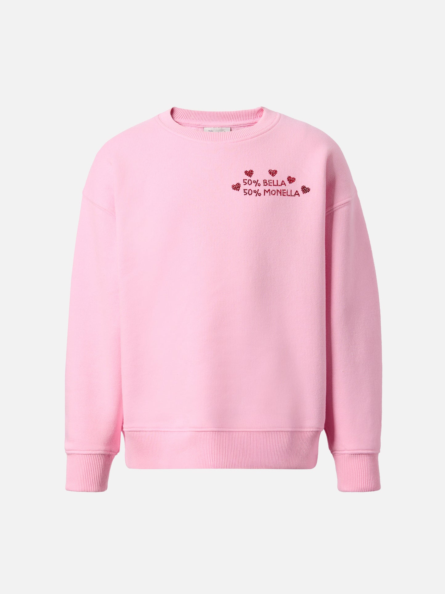 Briony crewneck sweatshirt with Bella e Monella rhinestone appliqué