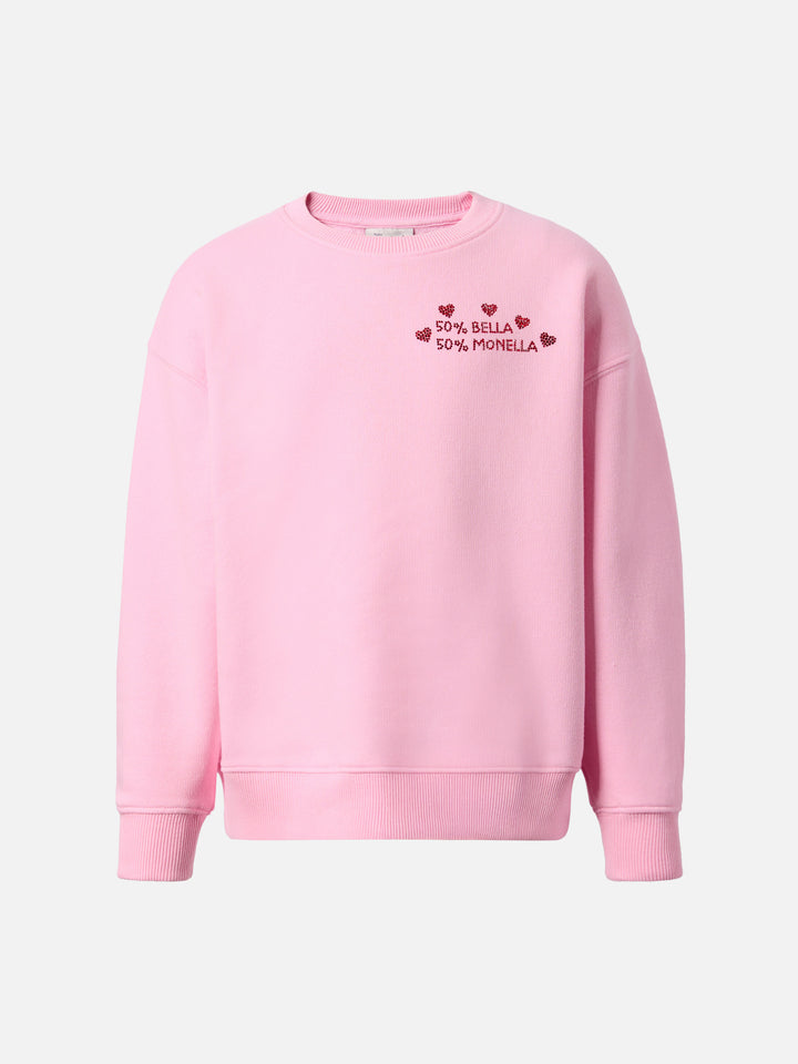 Felpa girocollo Briony con applicazione in strass Bella e Monella