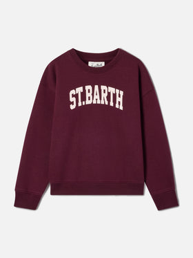 Burgundy Briony cotton blend sweatshirt with St. Barth print