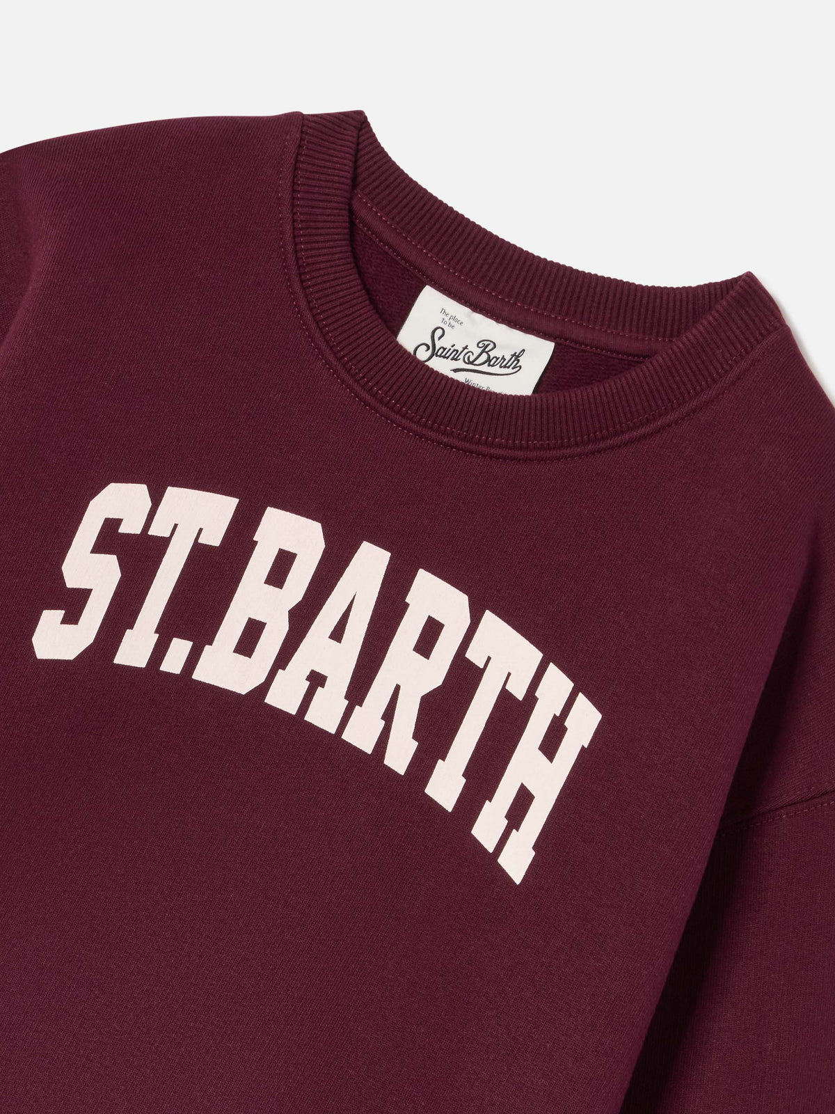 Burgundy Briony cotton blend sweatshirt with St. Barth print