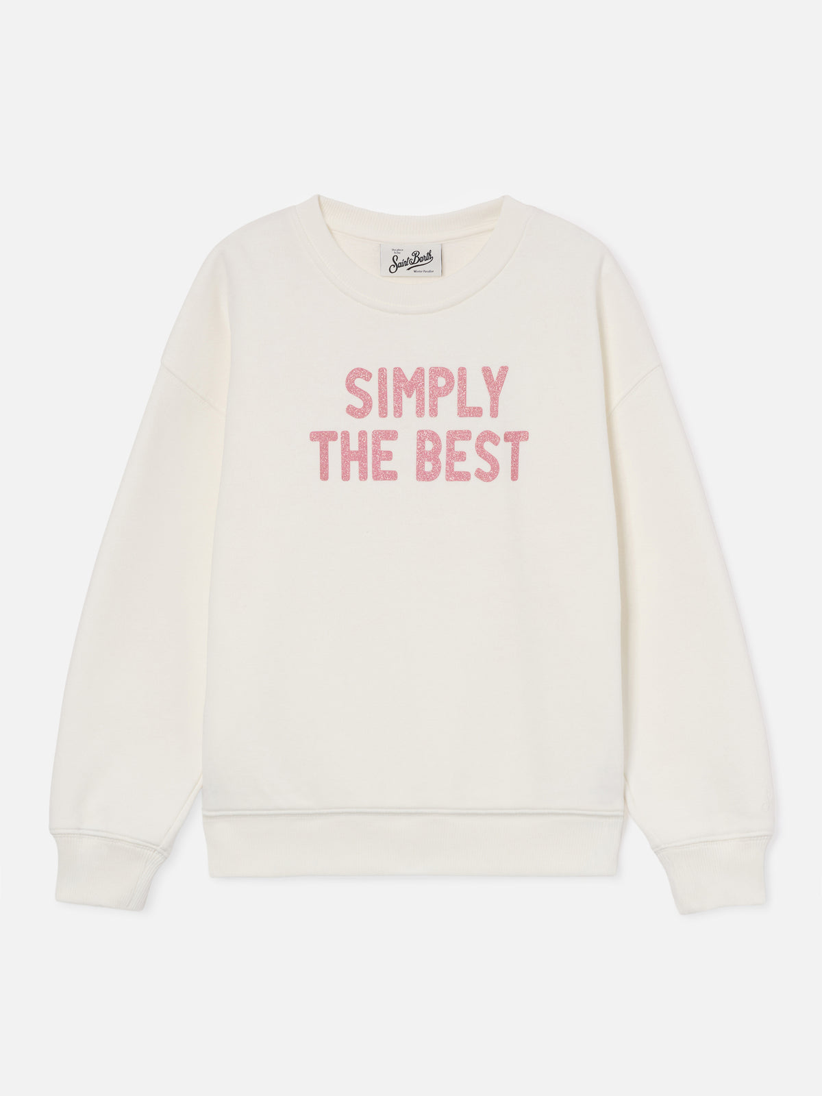 Sweat-shirt blanc en mélange de coton Briony avec imprimé pailleté Simply The Best 