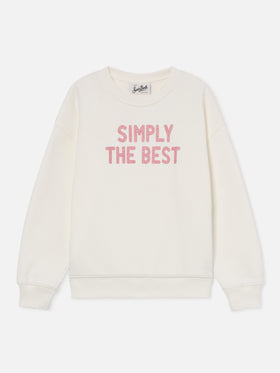 Sweat-shirt blanc en mélange de coton Briony avec imprimé pailleté Simply The Best 