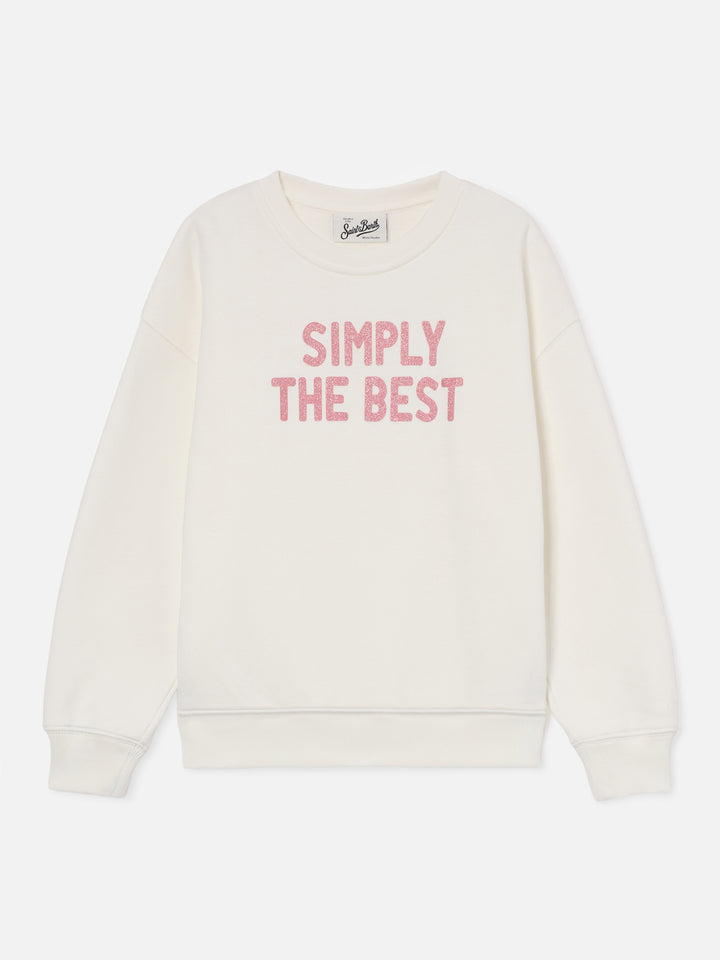 Sweat-shirt blanc en mélange de coton Briony avec imprimé pailleté Simply The Best 