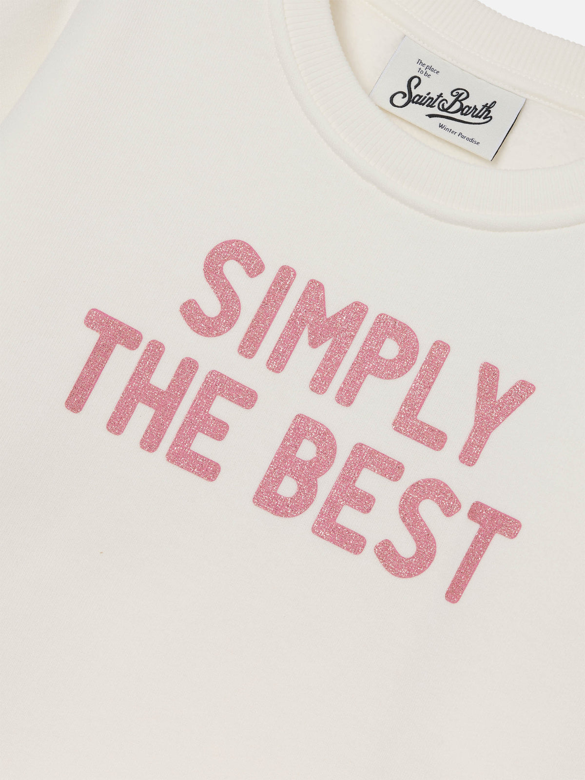 Sweat-shirt blanc en mélange de coton Briony avec imprimé pailleté Simply The Best 