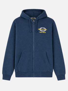 Sudadera con capucha de algodón azul con bordado Magnum Marine Saint Barth | MAGNUM MARINE SPECIAL EDITION 