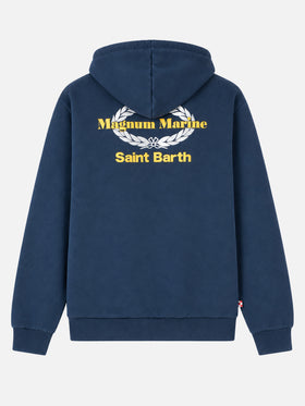 Sudadera con capucha de algodón azul con bordado Magnum Marine Saint Barth | MAGNUM MARINE SPECIAL EDITION 