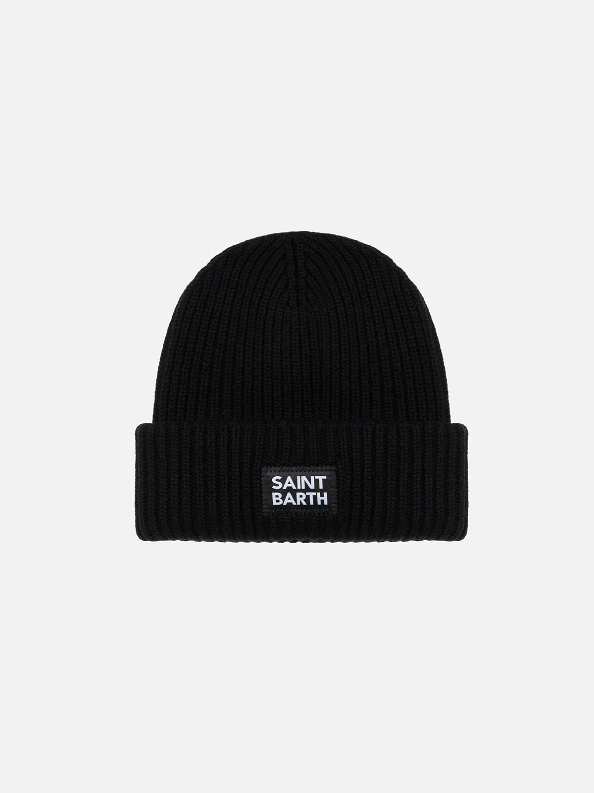 Kid black ribbed beanie Berry with Saint Barth patch - MC2 Saint Barth