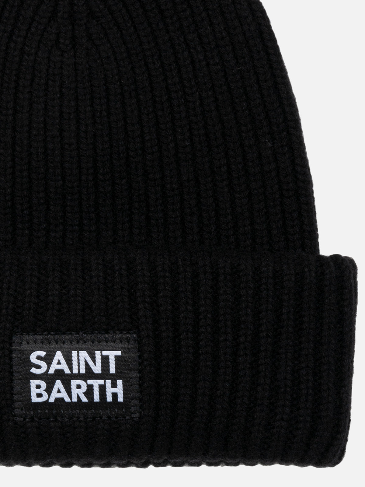 Kid black ribbed beanie Berry with Saint Barth patch - MC2 Saint Barth