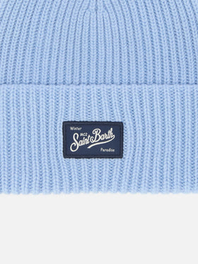 Light blue ribbed beanie Berry Jr with St. Barth patch