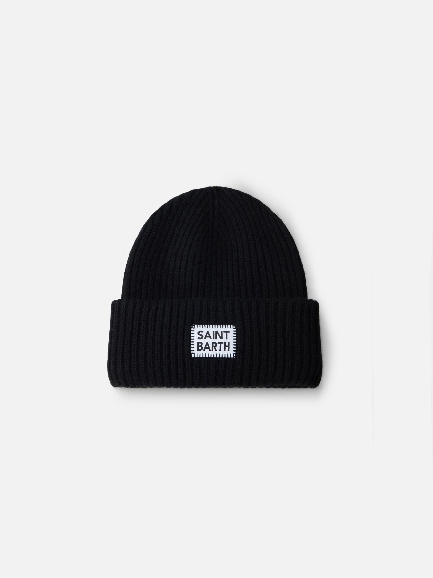 Black ribbed beanie Berry with Saint Barth patch