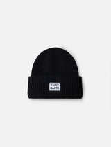 Woman black ribbed beanie Berry with St. Barth patch