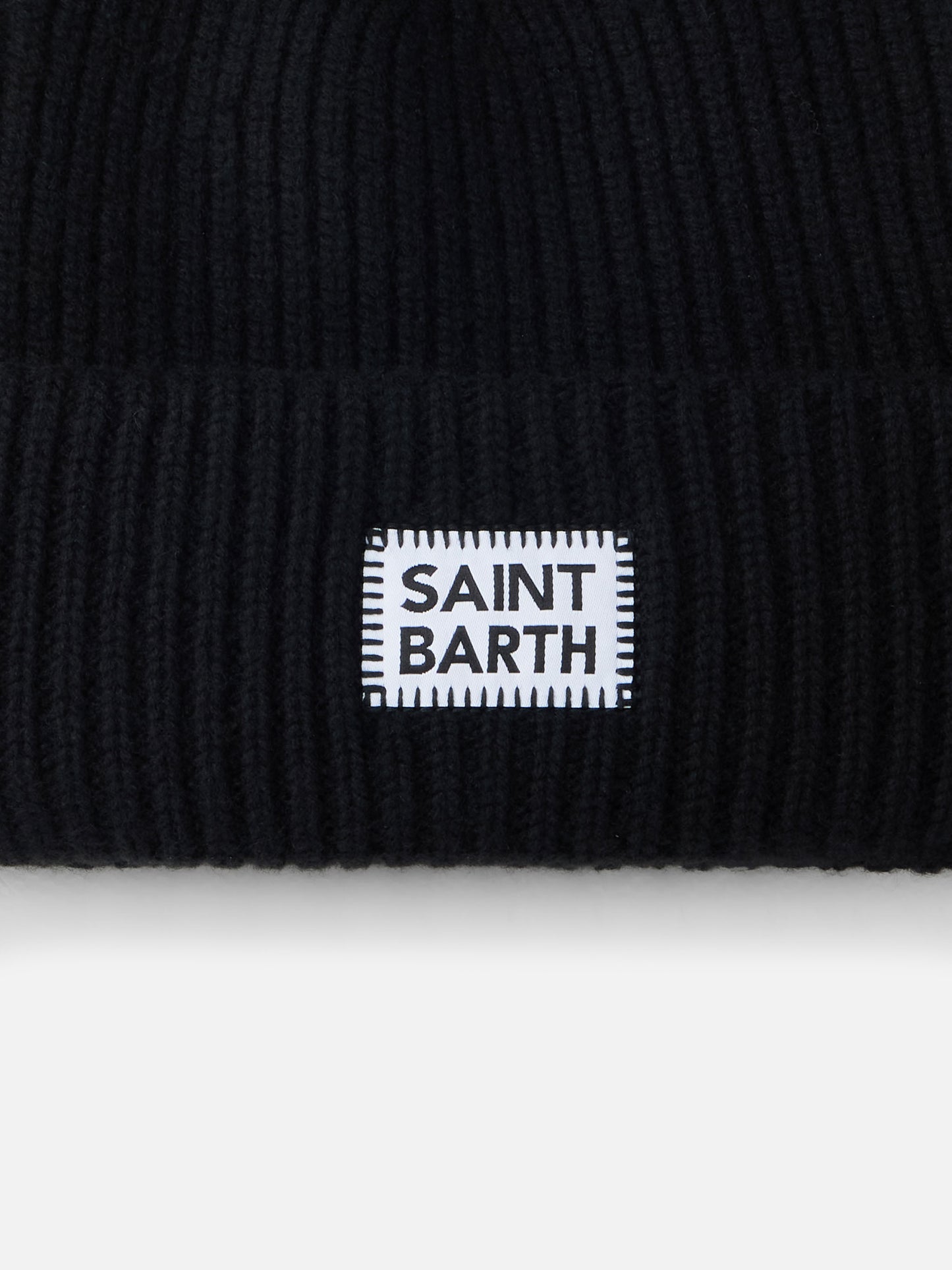 Black ribbed beanie Berry with Saint Barth patch