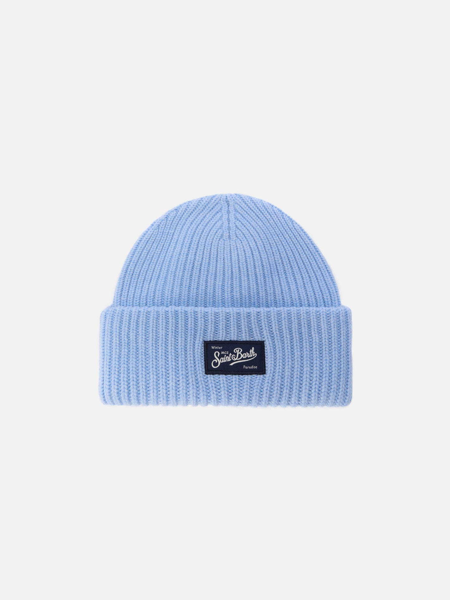 Berry W ribbed cashmere-blend beanie in light blue