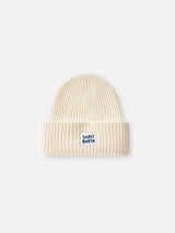 Woman white ribbed beanie Berry with St. Barth patch