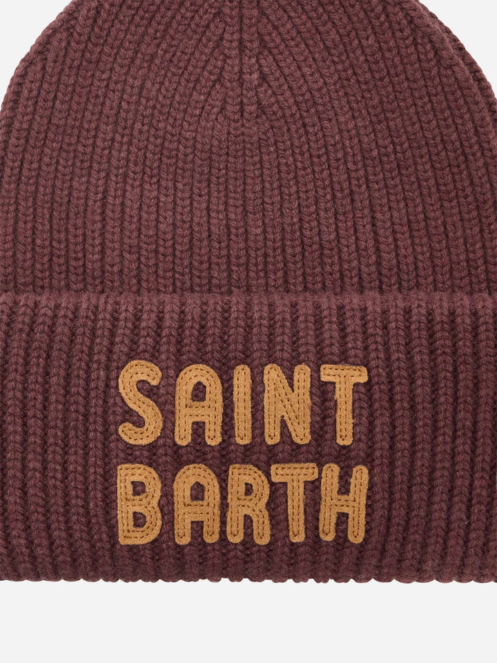 Braune Berry-Beanie mit Logo-Patch 