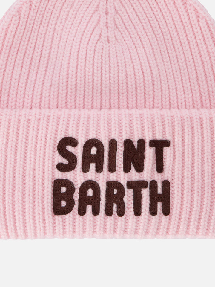 Rosa Berry-Beanie mit Logo-Patch 