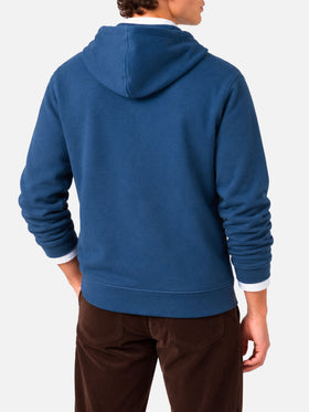 Sudadera con capucha de algodón azul con cremallera Barrett 