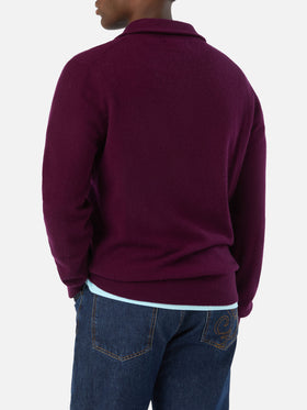 Burgundy Buck cashmere half zip knit