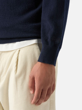 Maille demi-zip en cachemire Buck blue bleu marine 
