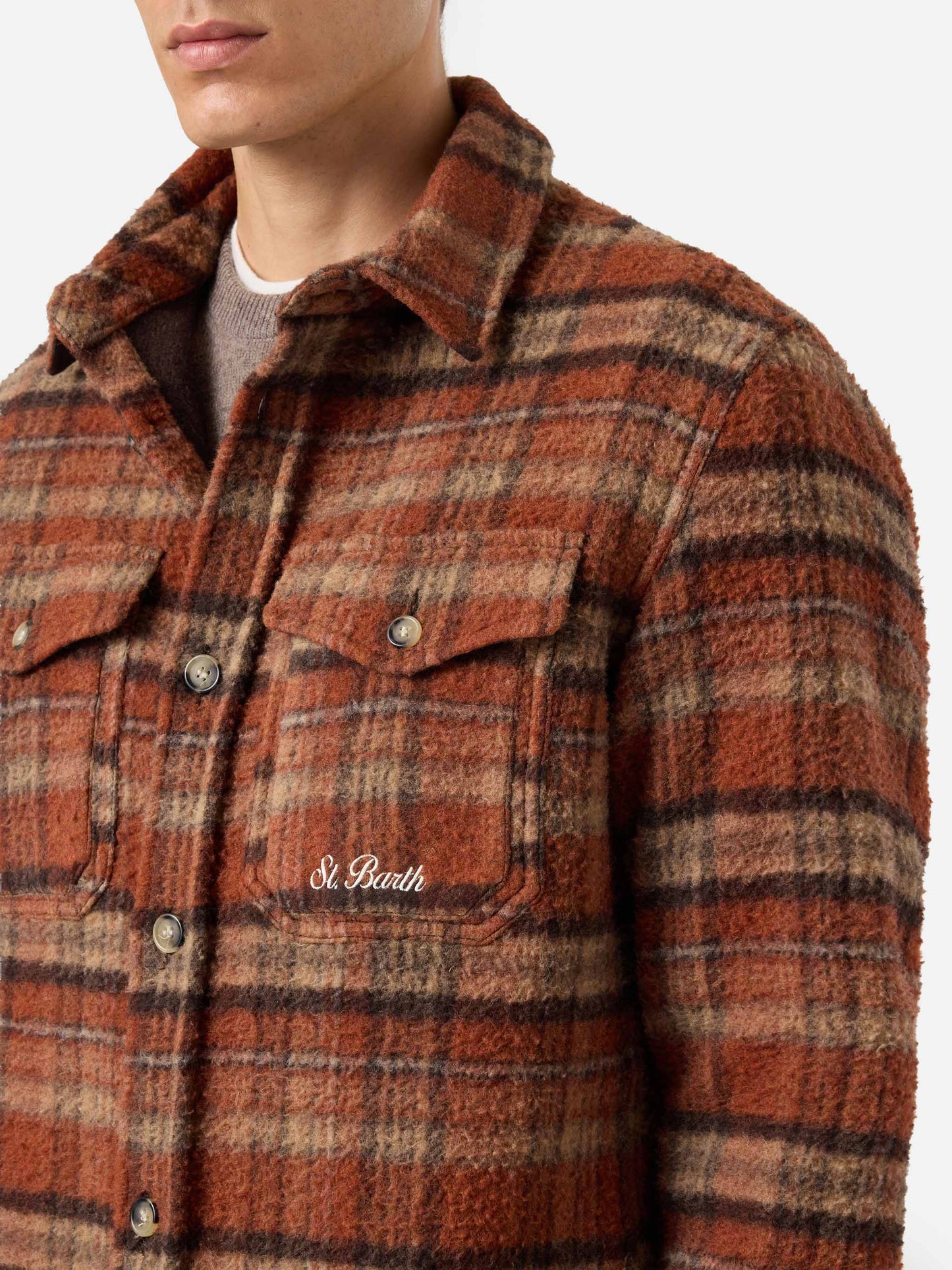 Overshirt Burton in brown Casentino with pockets