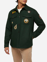 Wooly green overshirt Burton with pockets and patches