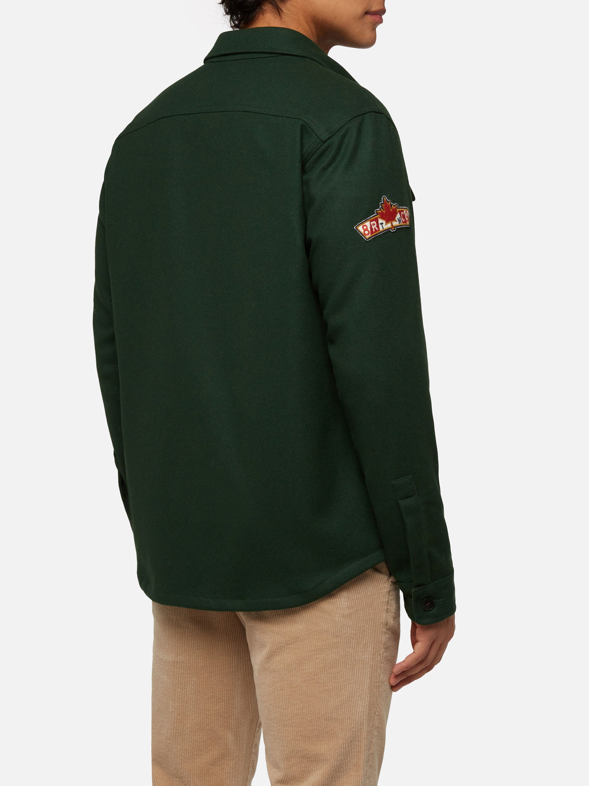 Wooly green overshirt Burton with pockets and patches - MC2 Saint Barth
