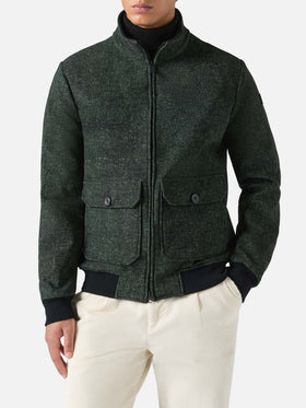 Thermo jacket Byron with melange grey wooly print