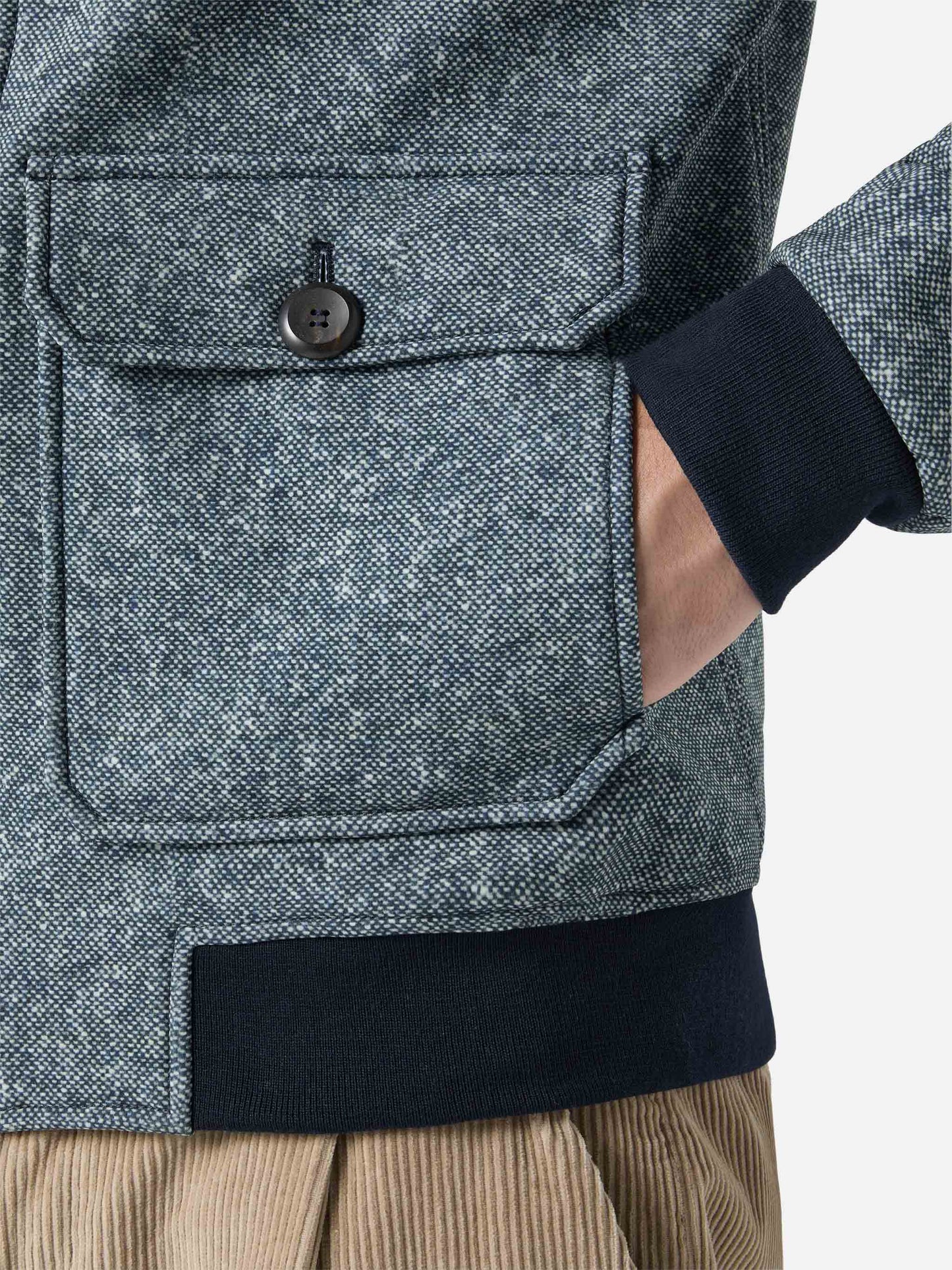 Thermo jacket Byron with melange blue wooly print