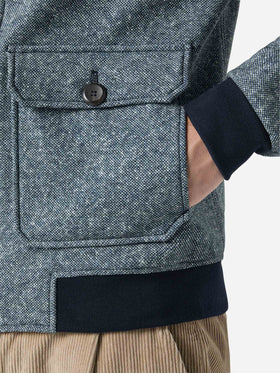 Thermo jacket Byron with melange blue wooly print