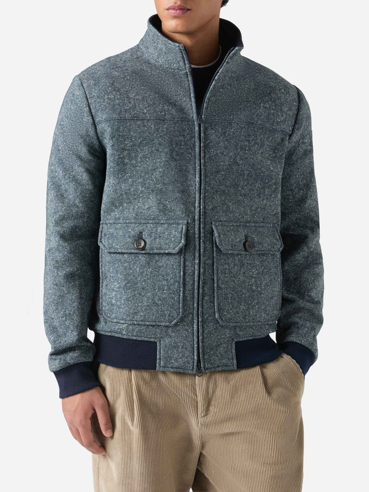 Thermojacke Byron mit melange-blauem Wollmuster