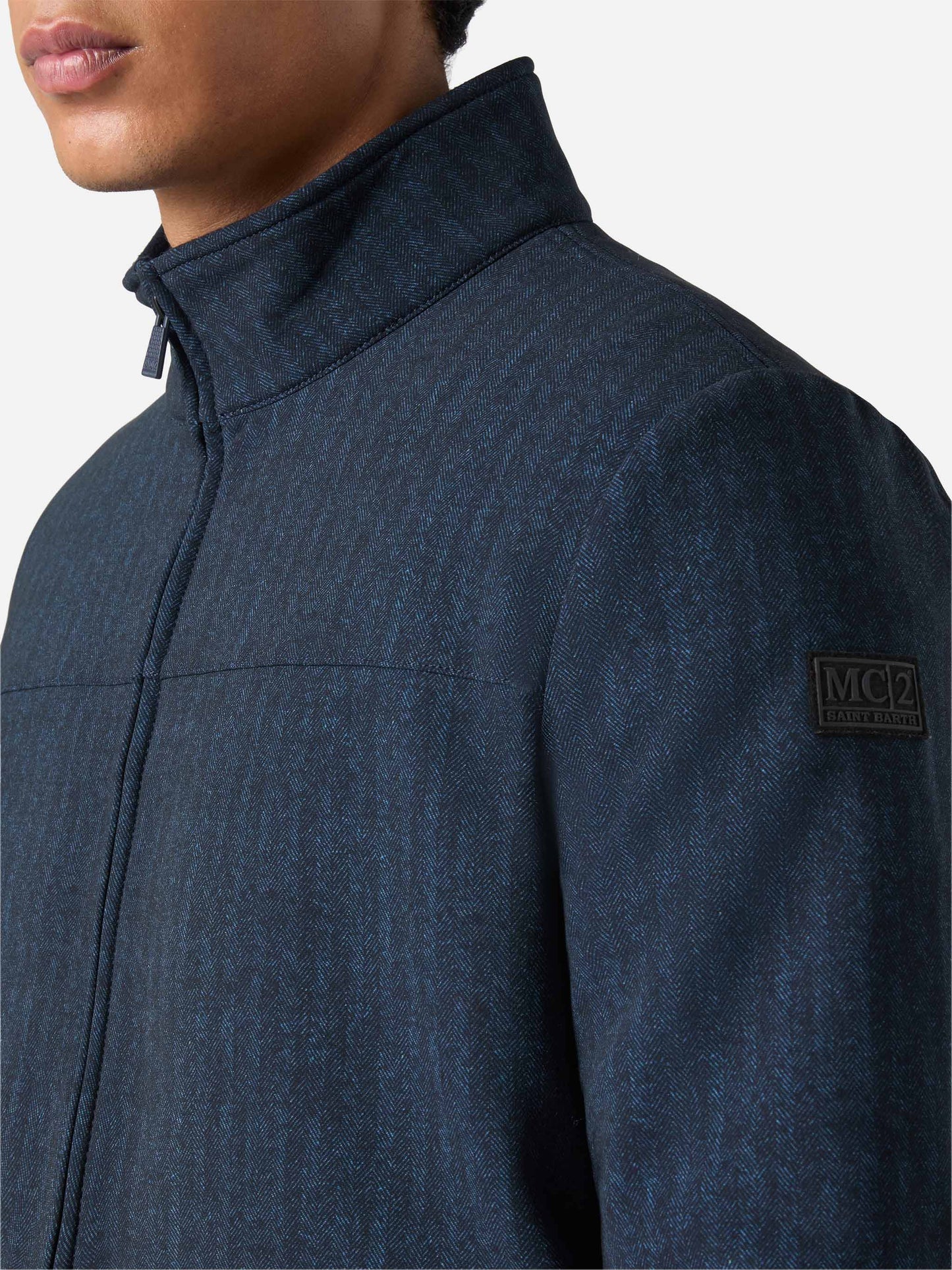 Giacca termica Byron con stampa spigata blu