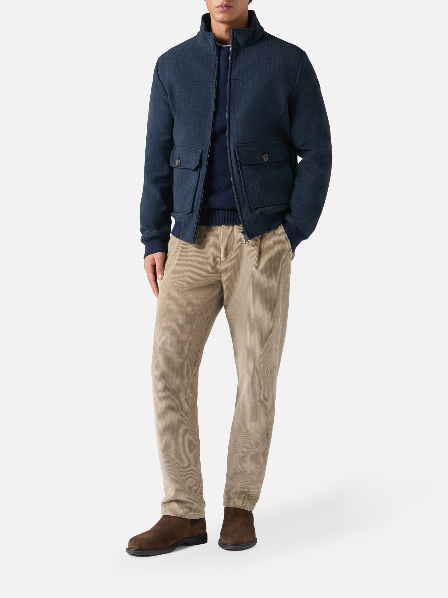 Giacca termica Byron con stampa spigata blu
