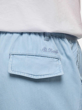 Calais denim blue chambray pants with drawstring - MC2 Saint Barth