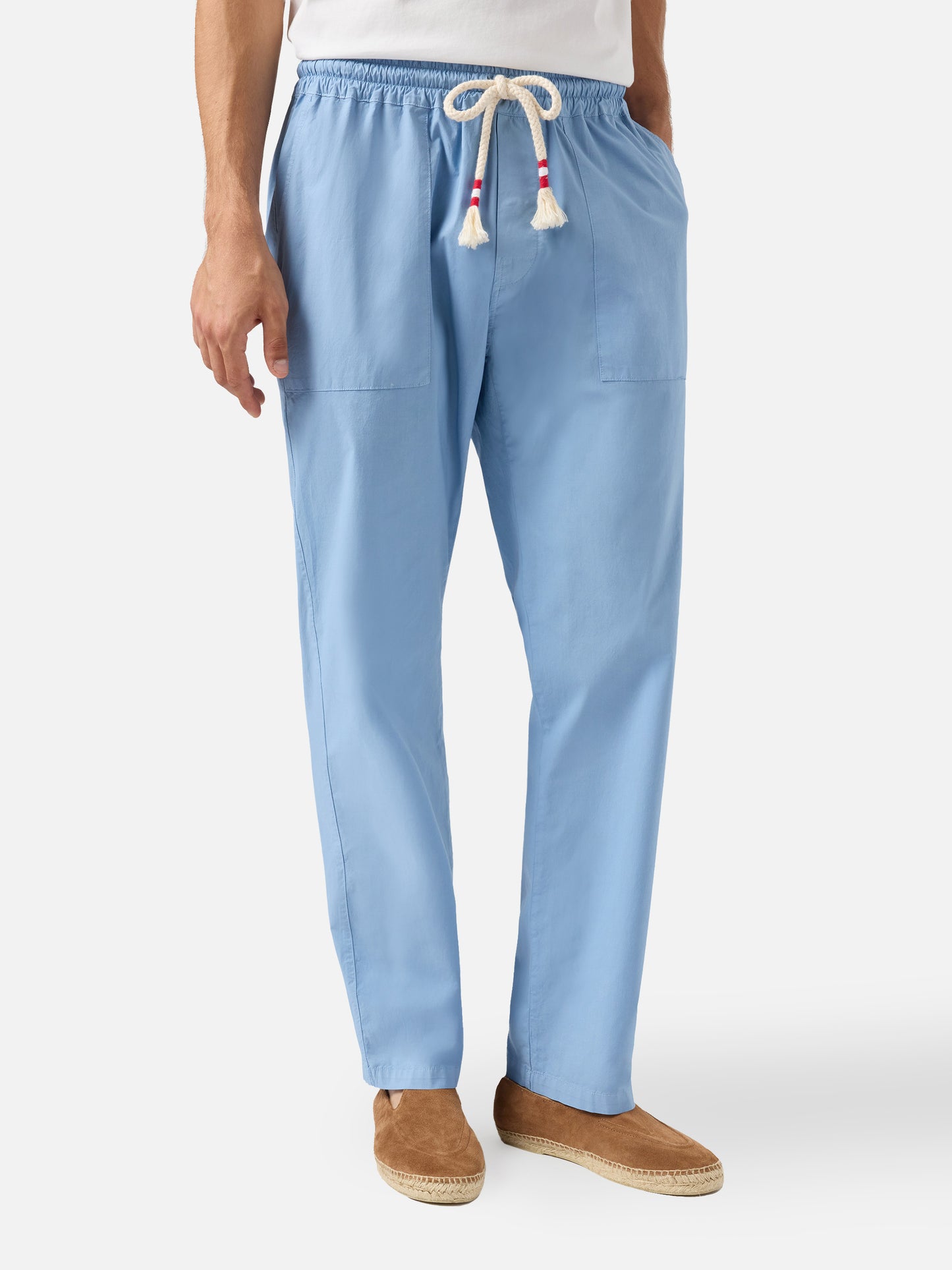 Calais dusty blue cotton pants with drawstring