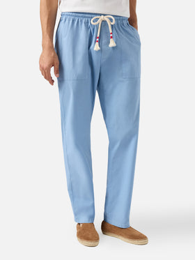 Calais dusty blue cotton pants with drawstring